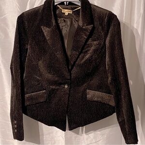 Democracy Brown Corduroy Blazer Jacket Women’s M – Tailored Velvet-Look Classic